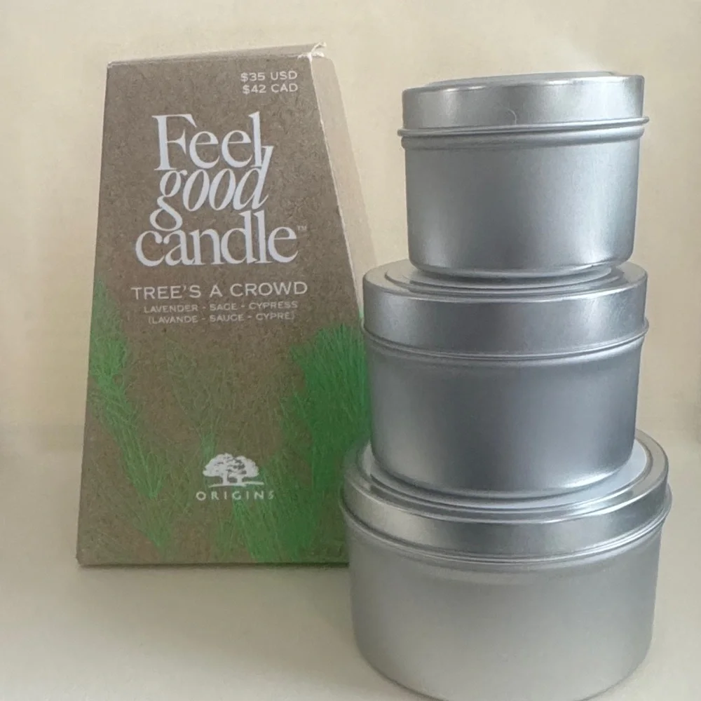 ORIGINS Tree’s A Crowd Lavender Sage Cypress Candle Set $35 NIB